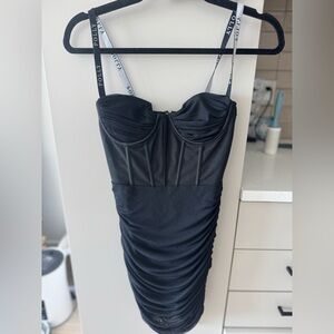 Oh Polly Black Strapless Ruched Dress